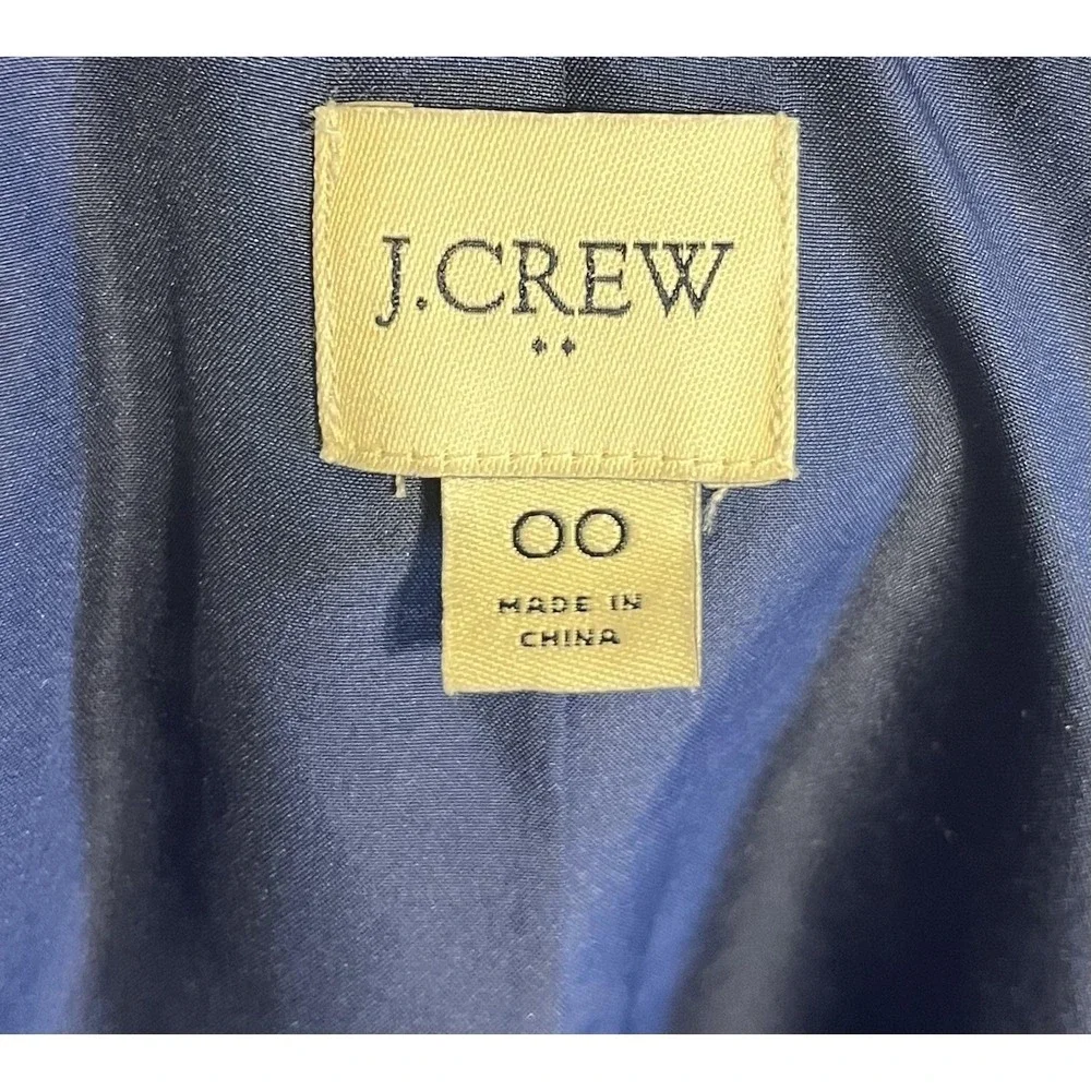 J.Crew‎ Blazer Womens 00 Navy Blue Sequin Tweed Two Button Notch Lined Jacket